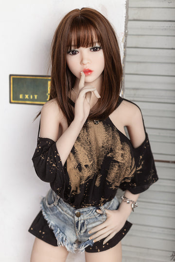 Asian Brown Hair Big Breast Sex Doll 158cm Aibei158B39