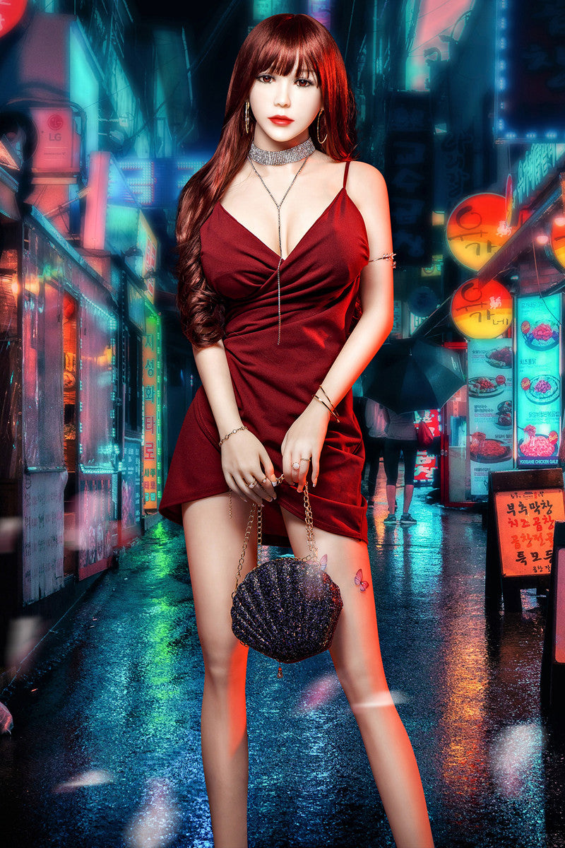 Slim Lady Large Breasted Red Hair Sex Doll 165cm Aibei165L45