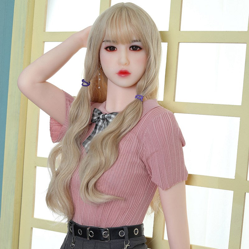 Asian Flat Chest Blonde Sweet Sex Doll 155cm