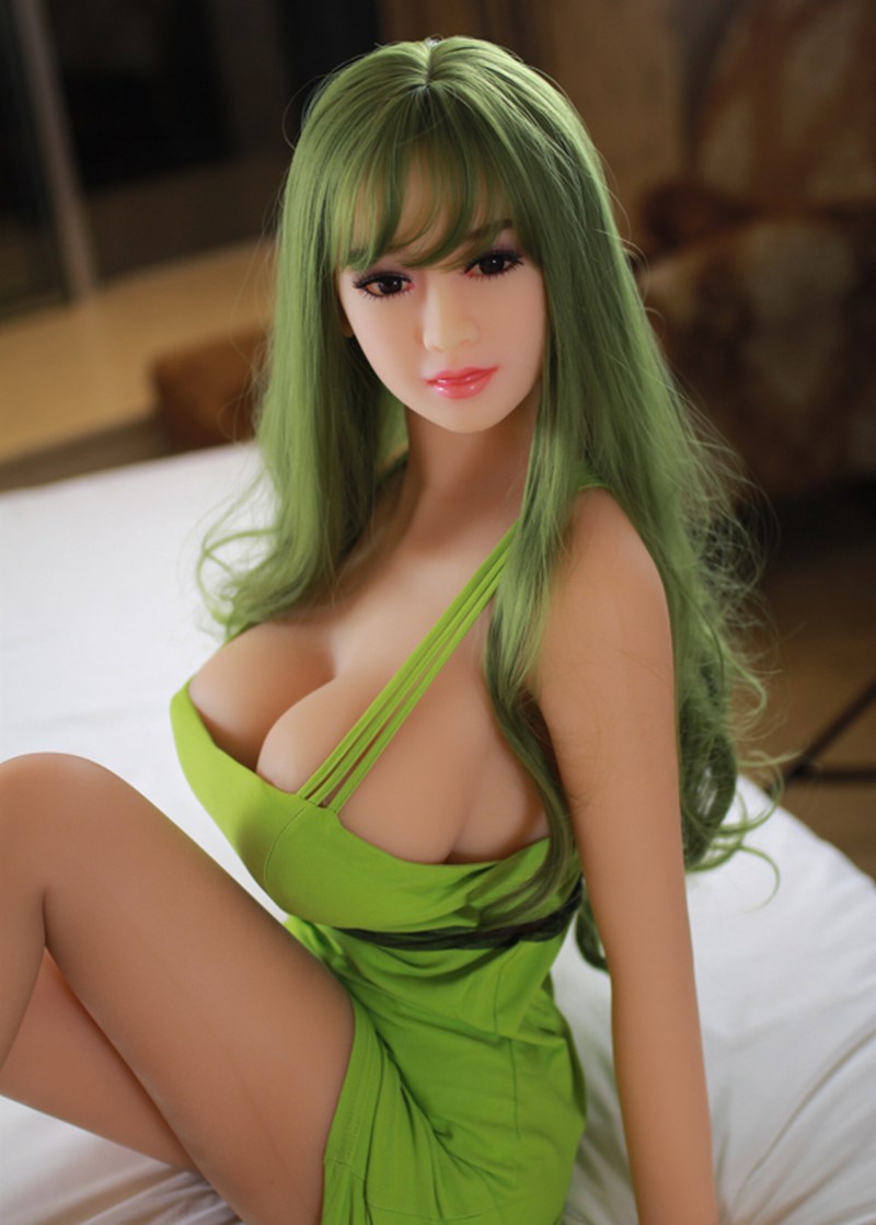 Green Hair Big Breast Real Life Lady Sex Doll 158cm