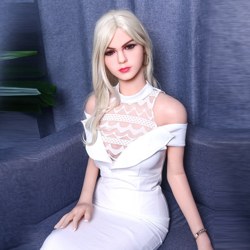 White Hair Skinny Small Breast Girl Milf Lifelike Sex Doll 165cm