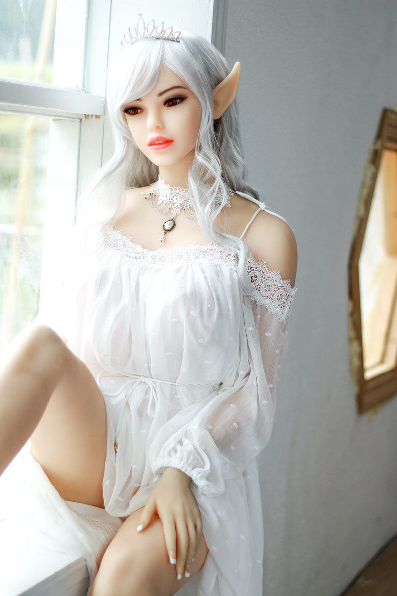 White Hair Elf Girl Realistic Medium Breast Sex Doll 158cm Aibei158M115