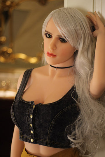 White Hair Small Breast Real Life Skinny Women Sex Doll 158cm