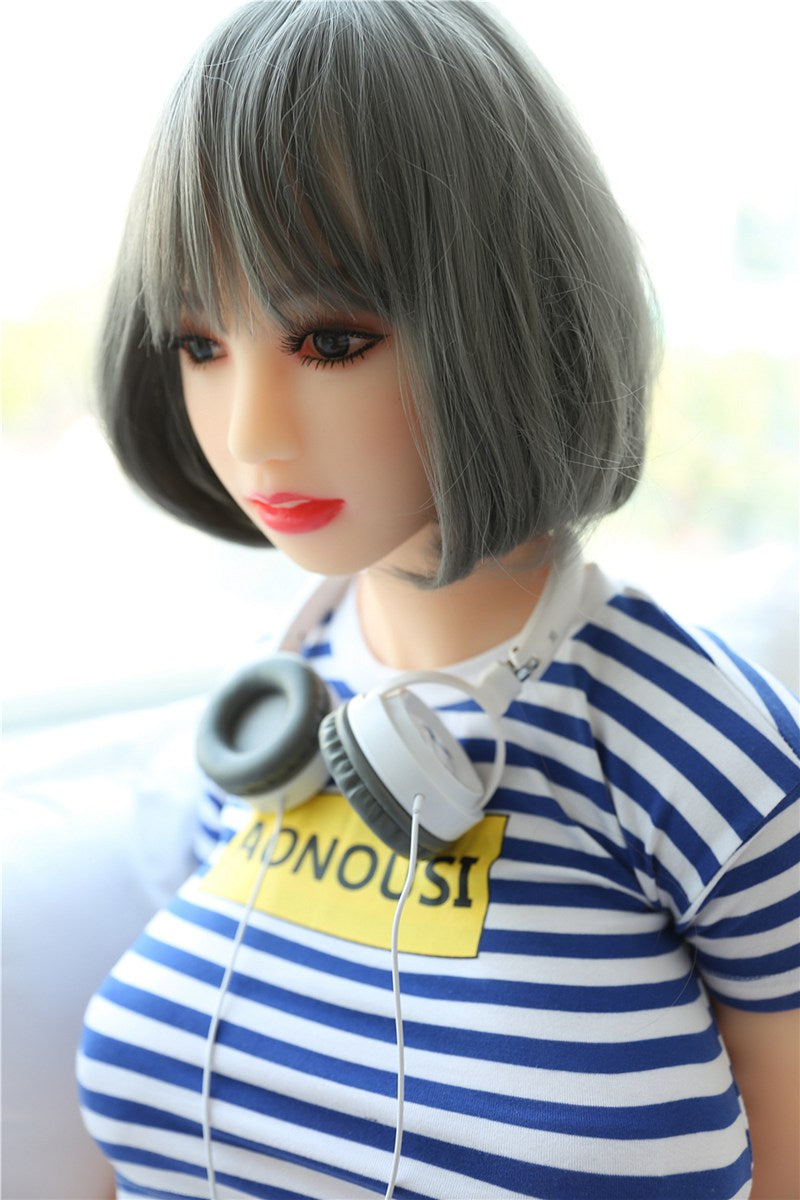 Short Hair Skinny Big Breast Girl Lifelike Sex Doll 165cm