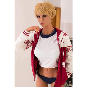 Short Hair Blonde European Lady Small Breast Real Life Sex Doll 158cm